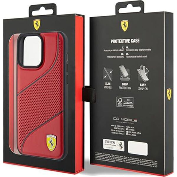 Ferrari Ferrari FEHCP15LPWAR iPhone 15 Pro 6.1" czerwony/red hardcase Perforated Waves Metal Logo