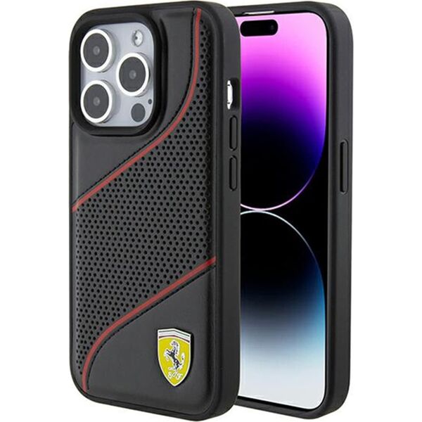 Ferrari Ferrari FEHCP15LPWAK iPhone 15 Pro 6.1" czarny/black hardcase Perforated Waves Metal Logo