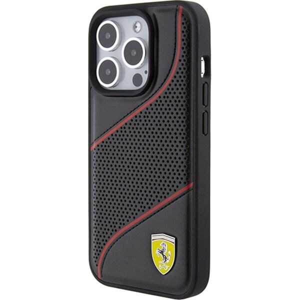 Ferrari Ferrari FEHCP15LPWAK iPhone 15 Pro 6.1" czarny/black hardcase Perforated Waves Metal Logo