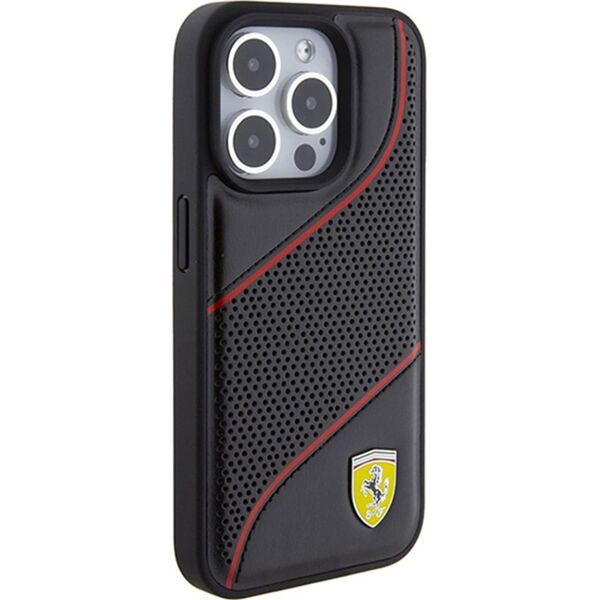 Ferrari Ferrari FEHCP15LPWAK iPhone 15 Pro 6.1" czarny/black hardcase Perforated Waves Metal Logo