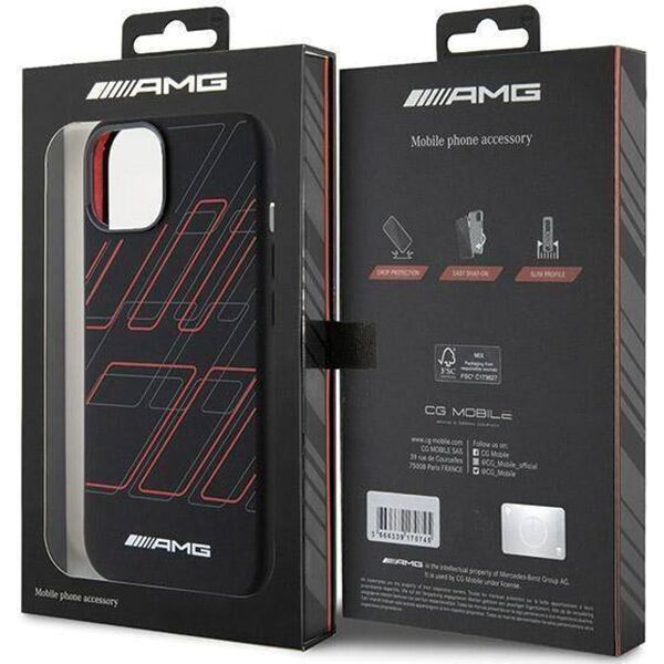 Mercedes AMG AMHMP15M23SSPK iPhone 15 Plus / 14 Plus 6.7" czarny/black hardcase Silicone Large Rhombuses Pattern MagSafe