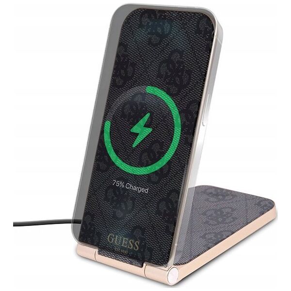 Guess Ładowarka indukcyjna Guess GUDCFAL4PEGK 2w1 15W 4G Pattern MagSafe czarny/black