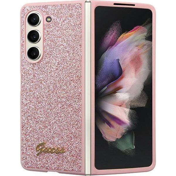 Guess Etui Guess GUHCZFD5HGGSHP Samsung Galaxy Z Fold 5 hardcase Glitter Script różowy/pink