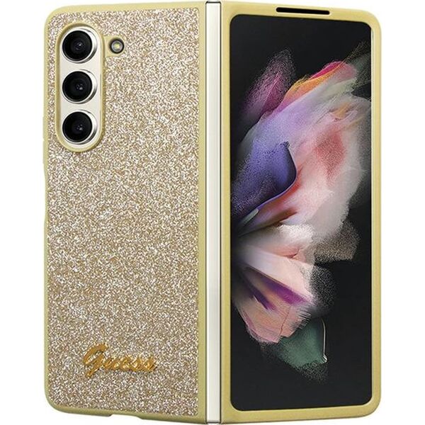 Guess Etui Guess GUHCZFD5HGGSHD Samsung Galaxy Z Fold 5 hardcase Glitter Script złoty/gold
