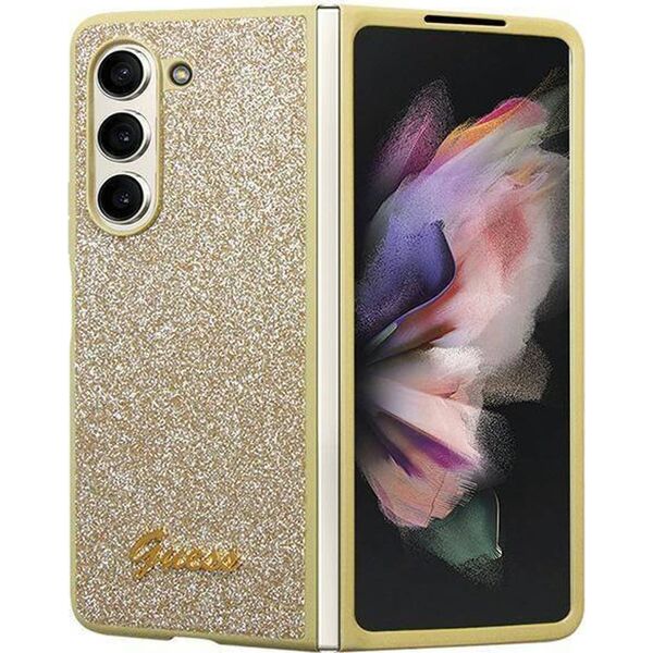 Guess Etui Guess GUHCZFD5HGGSHD Samsung Galaxy Z Fold 5 hardcase Glitter Script złoty/gold