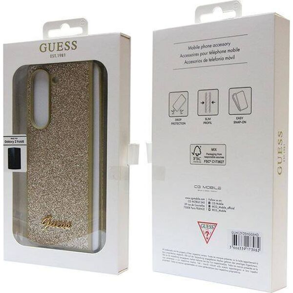 Guess Etui Guess GUHCZFD5HGGSHD Samsung Galaxy Z Fold 5 hardcase Glitter Script złoty/gold