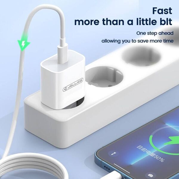 Ładowarka Jellico JELLICO ładowarka sieciowa AK180 PD 20W 1xUSB-C + kabel USB-C - Lightning Biały standard