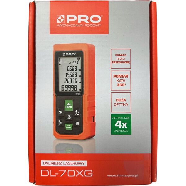 Dalmierz laserowy PRO DALMIERZ LASEROWY. DL-70XG ZIELONA WIÄZKA