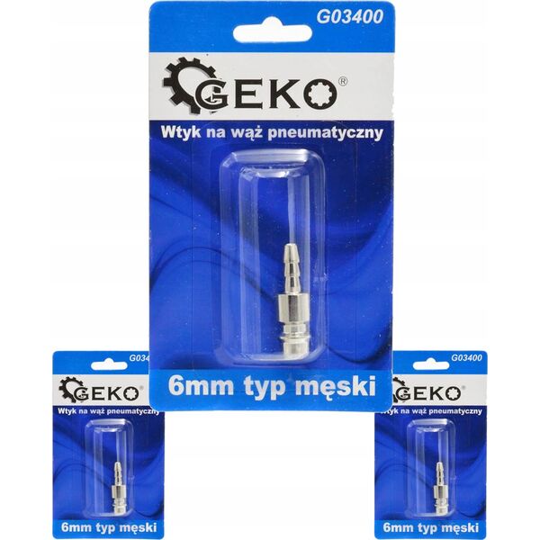 Geko Wtyk na wąż pneumatyczny 6mm typ męski (blister) (10/100)