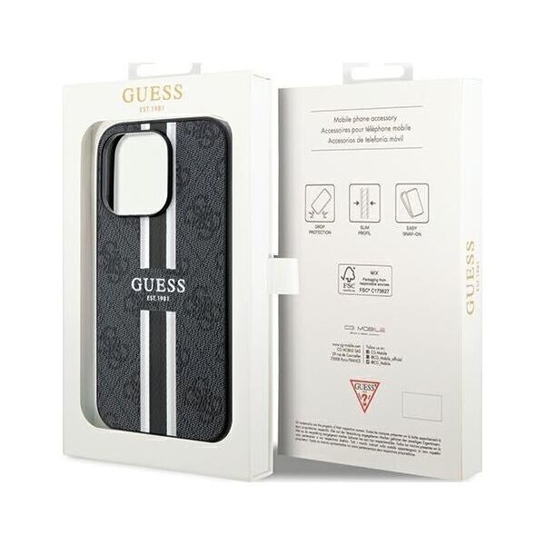 Guess Guess GUHMP15XP4RPSK iPhone 15 Pro Max 6.7" czarny/black hardcase 4G Printed Stripes MagSafe
