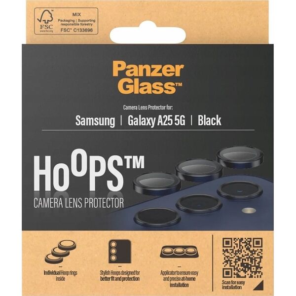 PanzerGlass PanzerGlass Hoops Camera Sam A25 5G czarny/black 1225 camera lens protector hoop optic rings