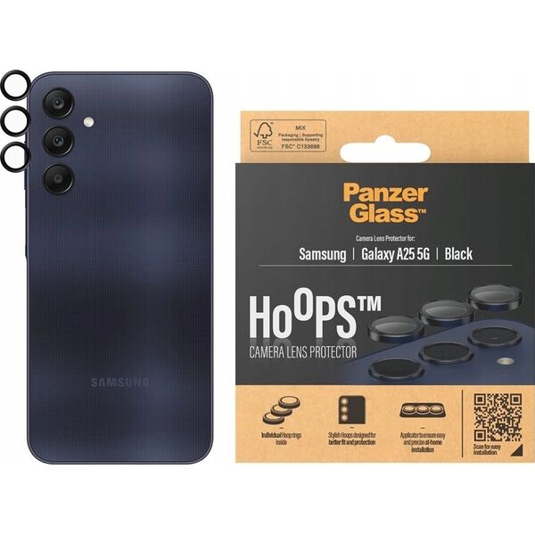 PanzerGlass PanzerGlass Hoops Camera Sam A25 5G czarny/black 1225 camera lens protector hoop optic rings
