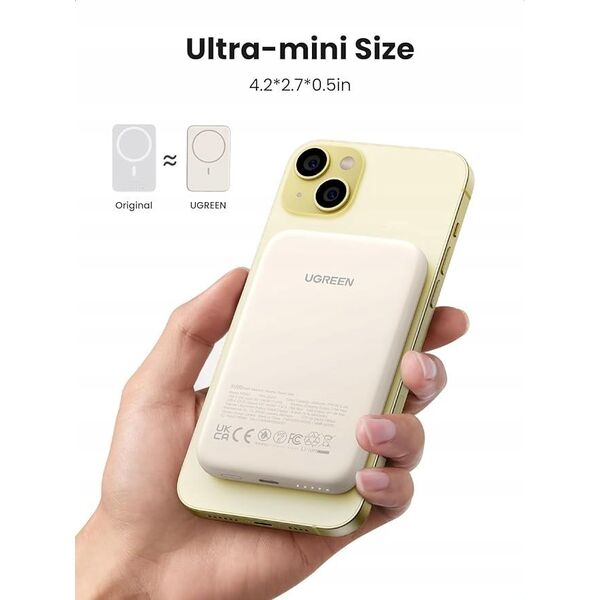 Powerbank Ugreen UGREEN 5000mAh Mini Powerbank Wireless 15W with MagSafe white