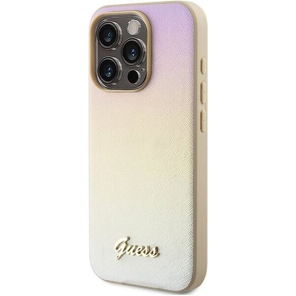Guess Guess GUHCP14XPSAIRSD iPhone 14 Pro Max 6.7" złoty/gold hardcase Saffiano Iridescent Script