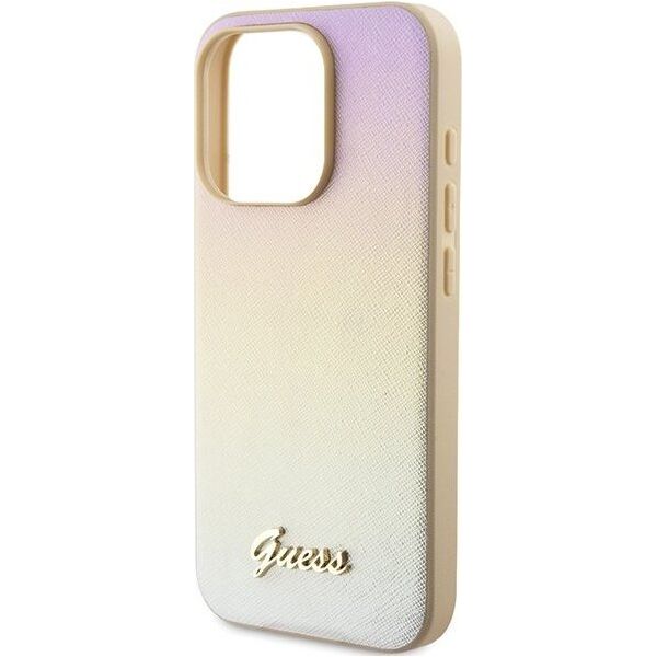 Guess Guess GUHCP14XPSAIRSD iPhone 14 Pro Max 6.7" złoty/gold hardcase Saffiano Iridescent Script