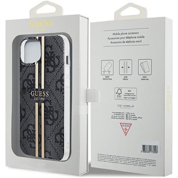 Guess Guess GUHCP15MH4PSEGK iPhone 15 Plus / 14 Plus 6.7" czarny/black hardcase IML 4G Gold Stripe