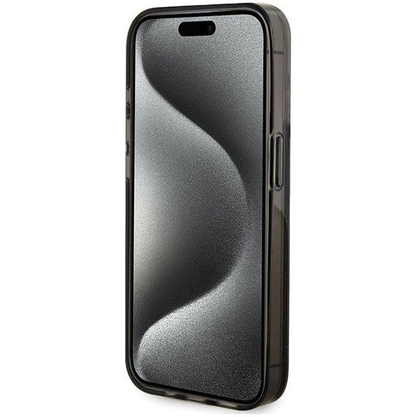 Guess Guess GUHCP15LLFCSEGK iPhone 15 Pro 6.1" czarny/black hardcase Liquid Glitter Gold Stripes