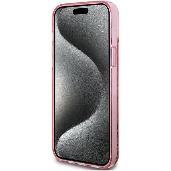 Guess Guess GUHCP15MLFCSEGP iPhone 15 Plus / 14 Plus 6.7" różowy/pink hardcase Liquid Glitter Gold Stripes