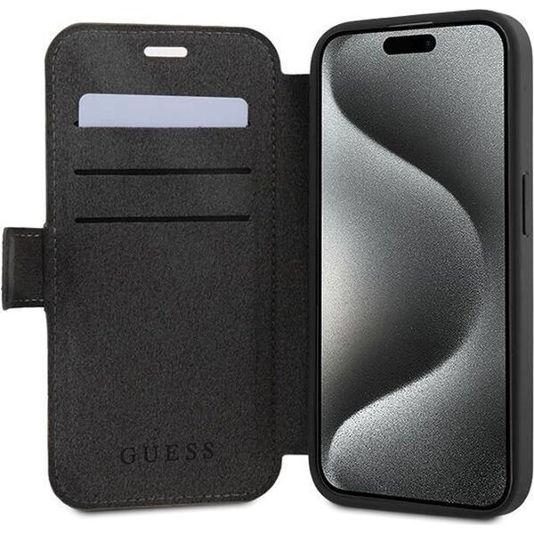 Guess Guess GUBKP15L4GMGGR iPhone 15 Pro 6.1" szary/grey book 4G Metal Logo