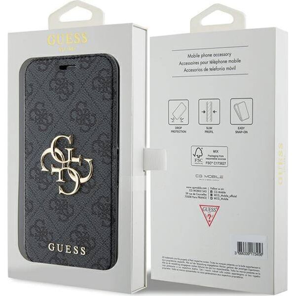 Guess Guess GUBKP15L4GMGGR iPhone 15 Pro 6.1" szary/grey book 4G Metal Logo