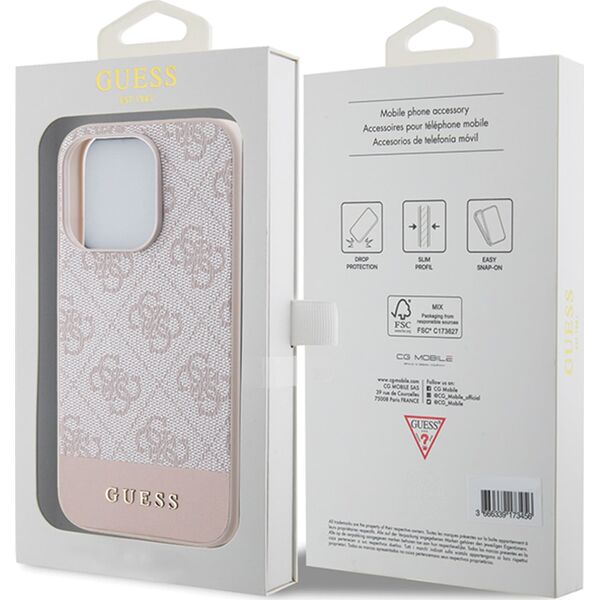 Guess Guess GUHCP14LG4GLPI iPhone 14 Pro 6,1" różowy/pink hard case 4G Stripe Collection