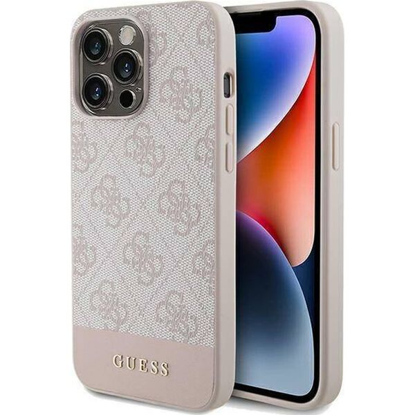 Guess Guess GUHCP14LG4GLPI iPhone 14 Pro 6,1" różowy/pink hard case 4G Stripe Collection