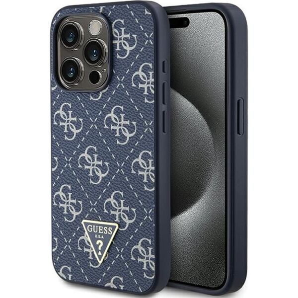 Guess Guess GUHCP15LPG4GPB iPhone 15 Pro 6.1" niebieski/blue hardcase 4G Triangle Metal Logo