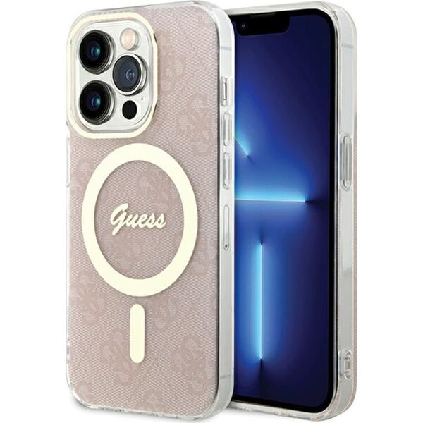 Guess Guess GUHMP15LH4STP iPhone 15 Pro 6.1" rózowy/pink hardcase IML 4G MagSafe