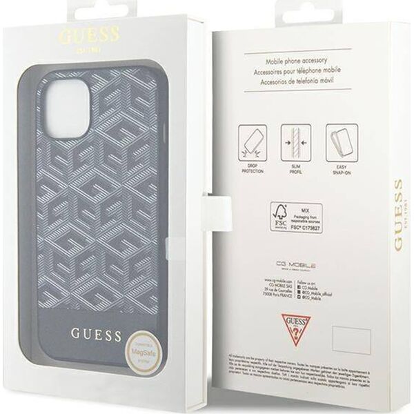 Guess Guess GUHMP15SHGCFSEK iPhone 15 / 14 / 13 6.1" czarny/black hardcase GCube Stripes MagSafe