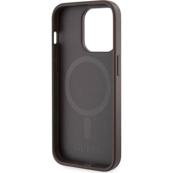 Guess Guess GUHMP15LP4RPSW iPhone 15 Pro 6.1" brązowy/brown hardcase 4G Printed Stripes MagSafe