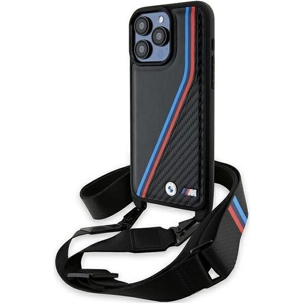 BMW BMW BMHCP15X23PSVTK iPhone 15 Pro Max 6.7" czarny/black hardcase M Edition Carbon Tricolor Lines & Strap