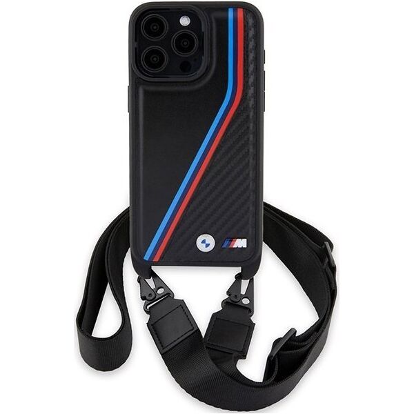 BMW BMW BMHCP15X23PSVTK iPhone 15 Pro Max 6.7" czarny/black hardcase M Edition Carbon Tricolor Lines & Strap