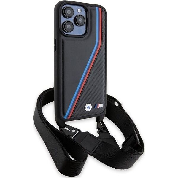 BMW BMW BMHCP15X23PSVTK iPhone 15 Pro Max 6.7" czarny/black hardcase M Edition Carbon Tricolor Lines & Strap