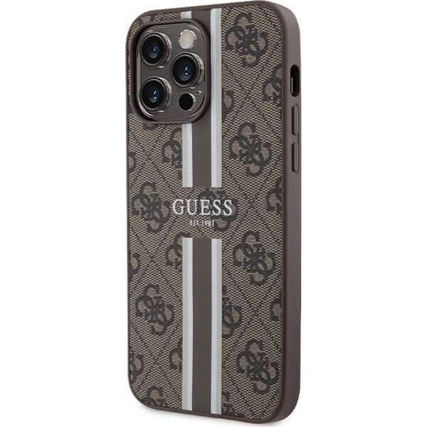 Guess Guess GUHMP15XP4RPSW iPhone 15 Pro Max 6.7" brązowy/brown hardcase 4G Printed Stripes MagSafe