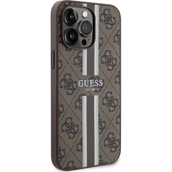 Guess Guess GUHMP15XP4RPSW iPhone 15 Pro Max 6.7" brązowy/brown hardcase 4G Printed Stripes MagSafe