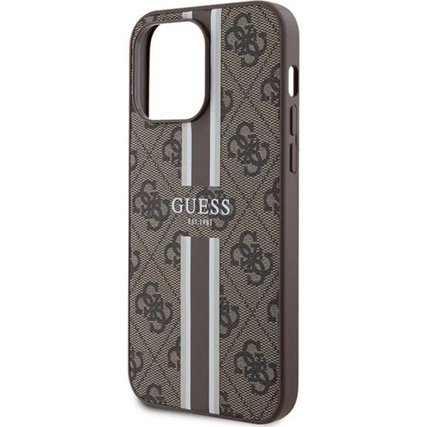 Guess Guess GUHMP15XP4RPSW iPhone 15 Pro Max 6.7" brązowy/brown hardcase 4G Printed Stripes MagSafe