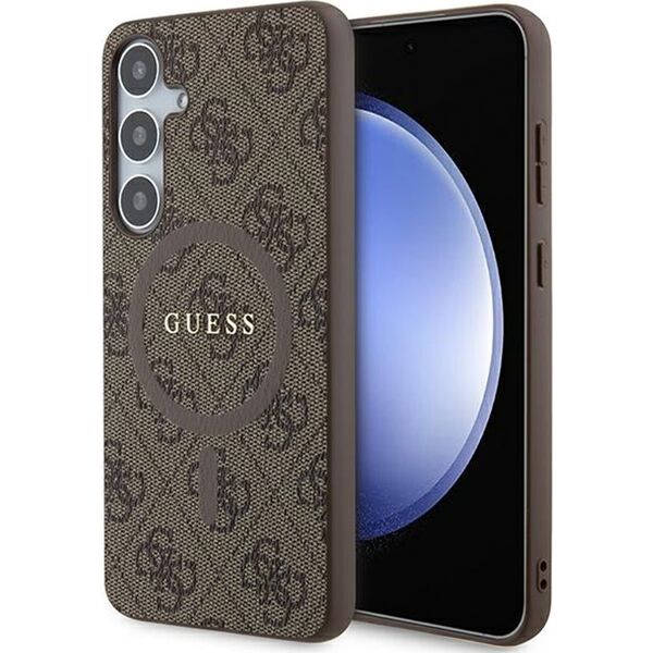 Guess Guess GUHMS24MG4GFRW S24+ S926 brązowy/brown hardcase 4G Collection Leather Metal Logo MagSafe