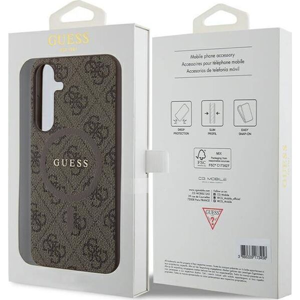 Guess Guess GUHMS24MG4GFRW S24+ S926 brązowy/brown hardcase 4G Collection Leather Metal Logo MagSafe