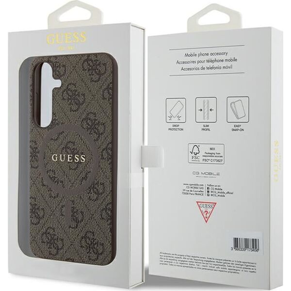 Guess Guess GUHMS24MG4GFRW S24+ S926 brązowy/brown hardcase 4G Collection Leather Metal Logo MagSafe