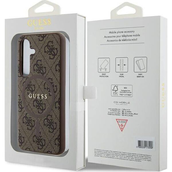 Guess Guess GUHMS24SG4GFRW S24 S921 brązowy/brown hardcase 4G Collection Leather Metal Logo MagSafe