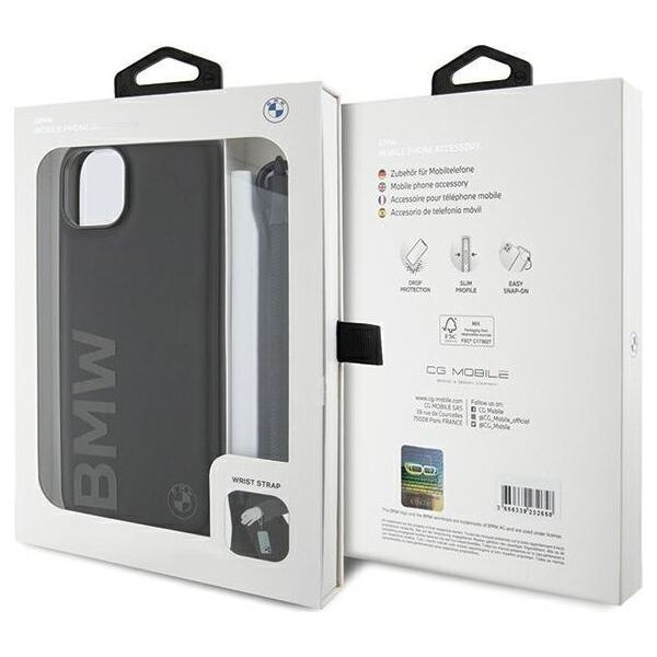 BMW Etui BMW BMHCP15S23RMRLK Apple iPhone 15 / 14 / 13 hardcase Signature Leather Wordmark Cord czarny/black
