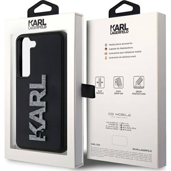 Karl Lagerfeld Etui Karl Lagerfeld KLHCS23M3DMBKCK Samsung Galaxy S23+ Plus hardcase 3D Rubber Glitter Logo czarny/black