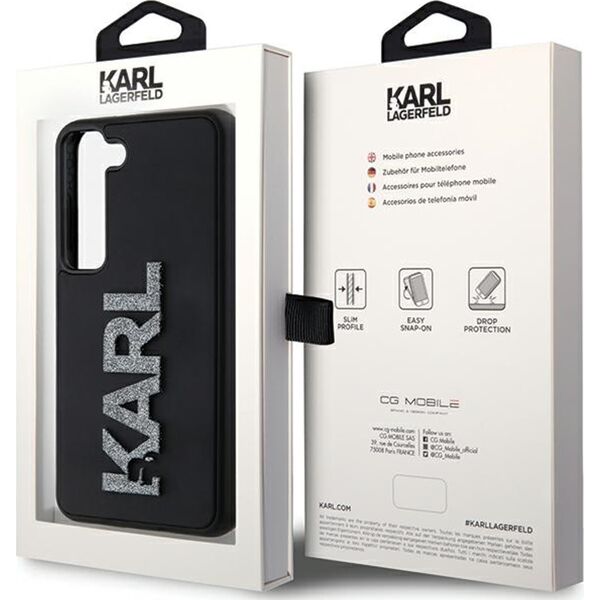Karl Lagerfeld Etui Karl Lagerfeld KLHCS23M3DMBKCK Samsung Galaxy S23+ Plus hardcase 3D Rubber Glitter Logo czarny/black