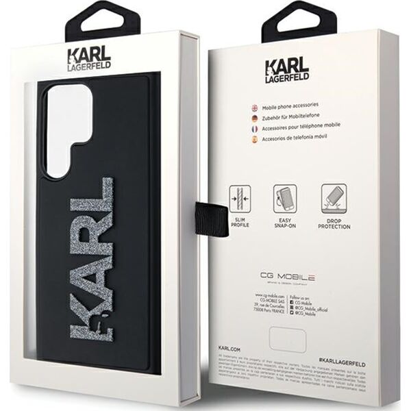 Karl Lagerfeld Etui Karl Lagerfeld KLHCS23L3DMBKCK Samsung Galaxy S23 Ultra hardcase 3D Rubber Glitter Logo czarny/black