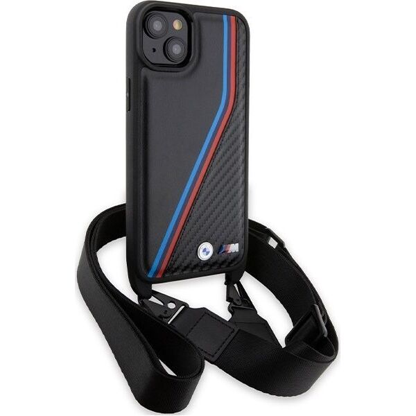 BMW Etui BMW BMHCP15M23PSVTK Apple iPhone 15 Plus / 14 Plus hardcase M Edition Carbon Tricolor Lines & Strap czarny/black
