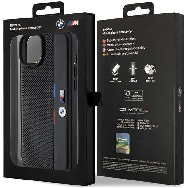 BMW Etui BMW BMHCP15M23PUPVK Apple iPhone 15 Plus / 14 Plus hardcase Perforated Tricolor Line czarny/black