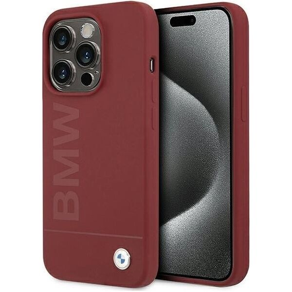 BMW BMW BMHMP15LSLBLRE iPhone 15 Pro 6.1" czerwony/red hardcase Silicone Big Logo MagSafe