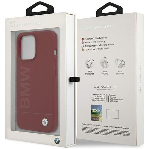 BMW BMW BMHMP15LSLBLRE iPhone 15 Pro 6.1" czerwony/red hardcase Silicone Big Logo MagSafe