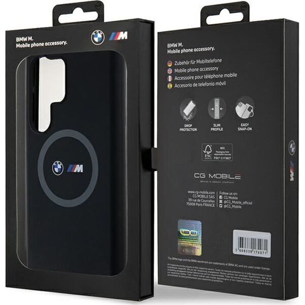 BMW BMW BMHMS24L23SROK S24 Ultra S928 czarny/black hardcase M Silicone Printed Ring MagSafe