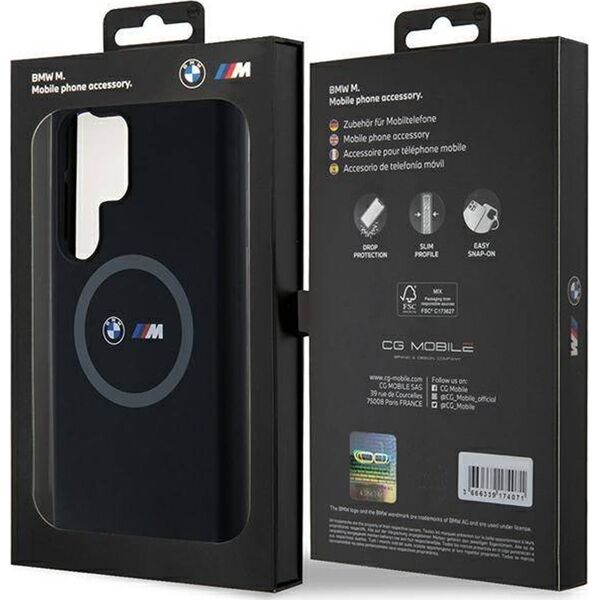 BMW BMW BMHMS24L23SROK S24 Ultra S928 czarny/black hardcase M Silicone Printed Ring MagSafe
